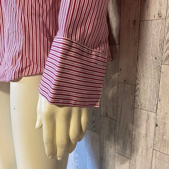 Talbots Red and White striped button down women's blouse Size 12 - Picture 5 of 11